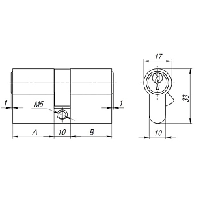 DORMA Цилиндровый механизм CBR-1 105 (30х75) ключ/ключ, никель #235597